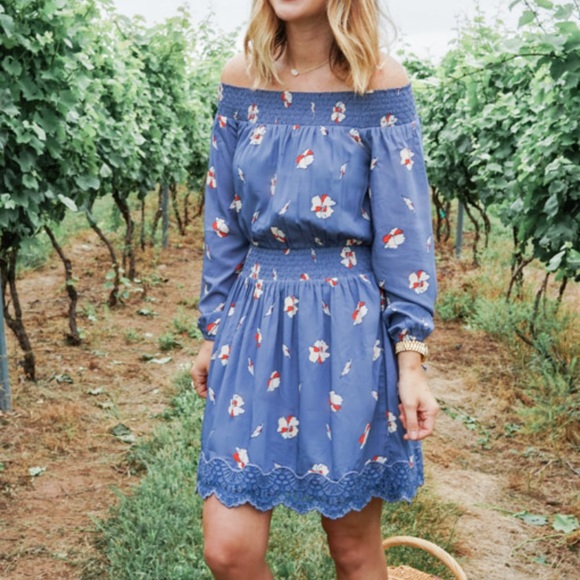 2𝒇𝒐𝒓$50 ABERCROMBIE & FITCH off the should floral blue dress sizeM - Picture 8 of 8